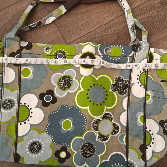 thirty-one Handbags - Floral Canvas Tote Bag - Green and Blue thirty-one